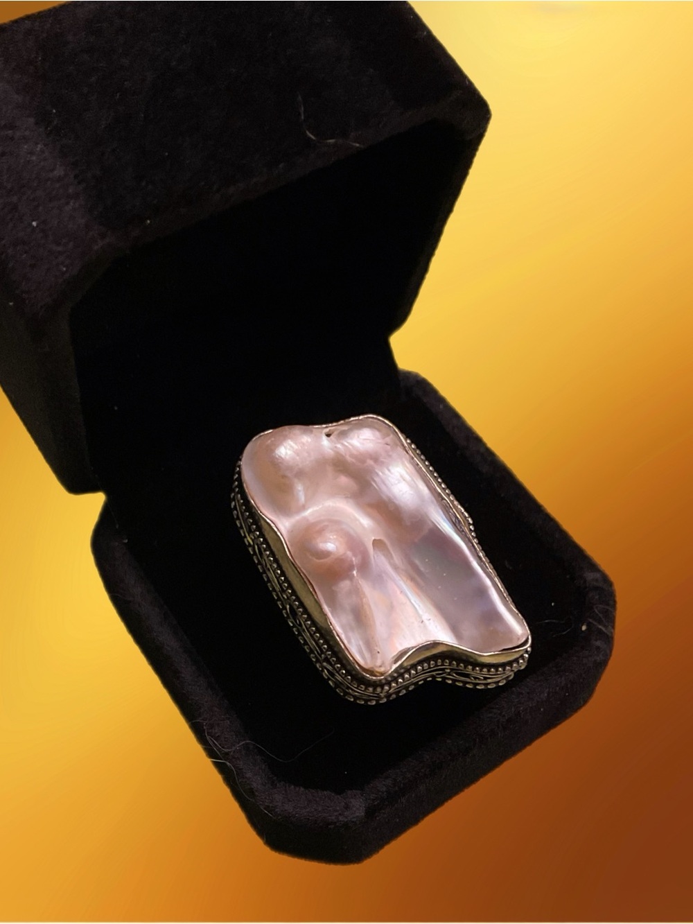 Iridescent Baroque Pearl Ring Statement Ring